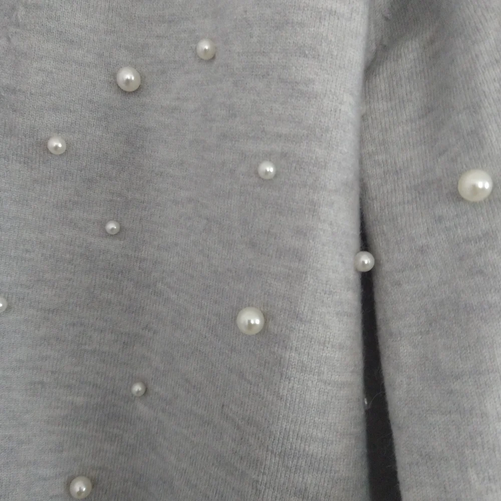 INC V-Neck Cardigan with Pearls Accent - Picture 4 of 7